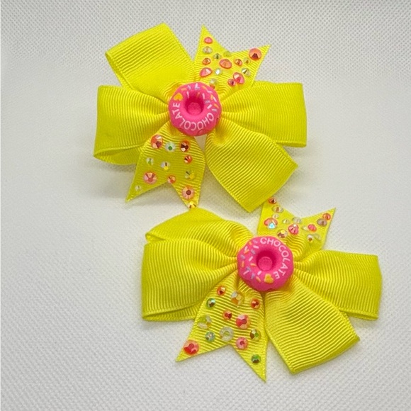 Charming Floral Kids Hair Bow - Blue and Pink - Picture 10 of 11